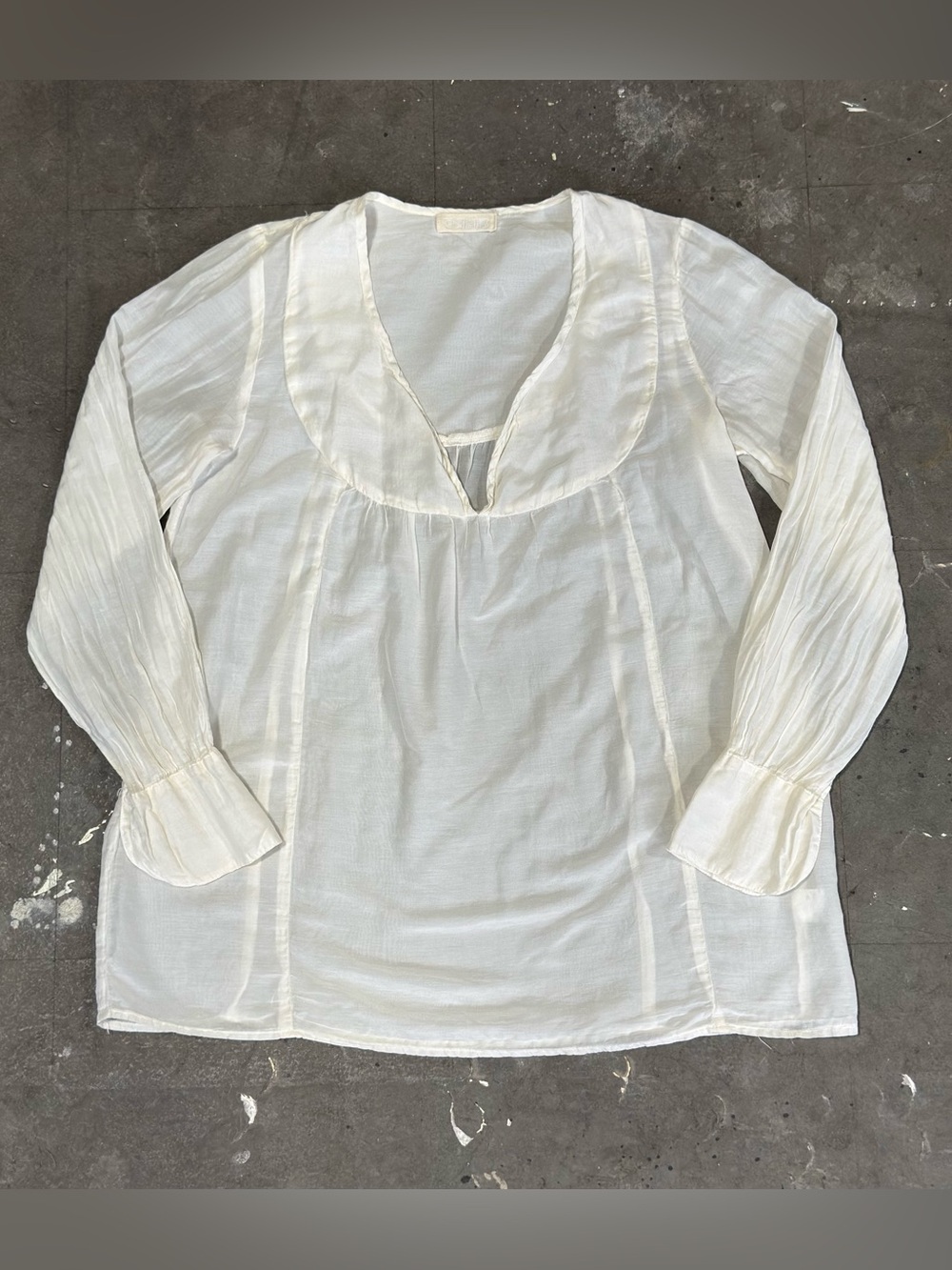 CP Shades Women Tunic Lightweight Cotton V Neck Long Sleeve Boho White Size S